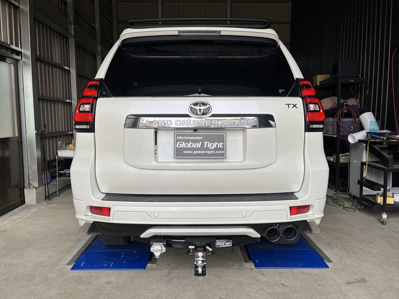 プラド150,モデリスタ,ガナドールマフラー,ヒッチメンバー,ジェットスキー,トレーラー,バスボート,キャンピングカー,キャンピングトレーラー,水上バイク,ボートトレーラー,牽引,サイクルキャリア,カーゴトレーラー
